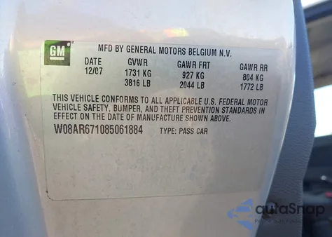 2008 Saturn Astra Xe from USA, damaged, VIN W08AR671085061884